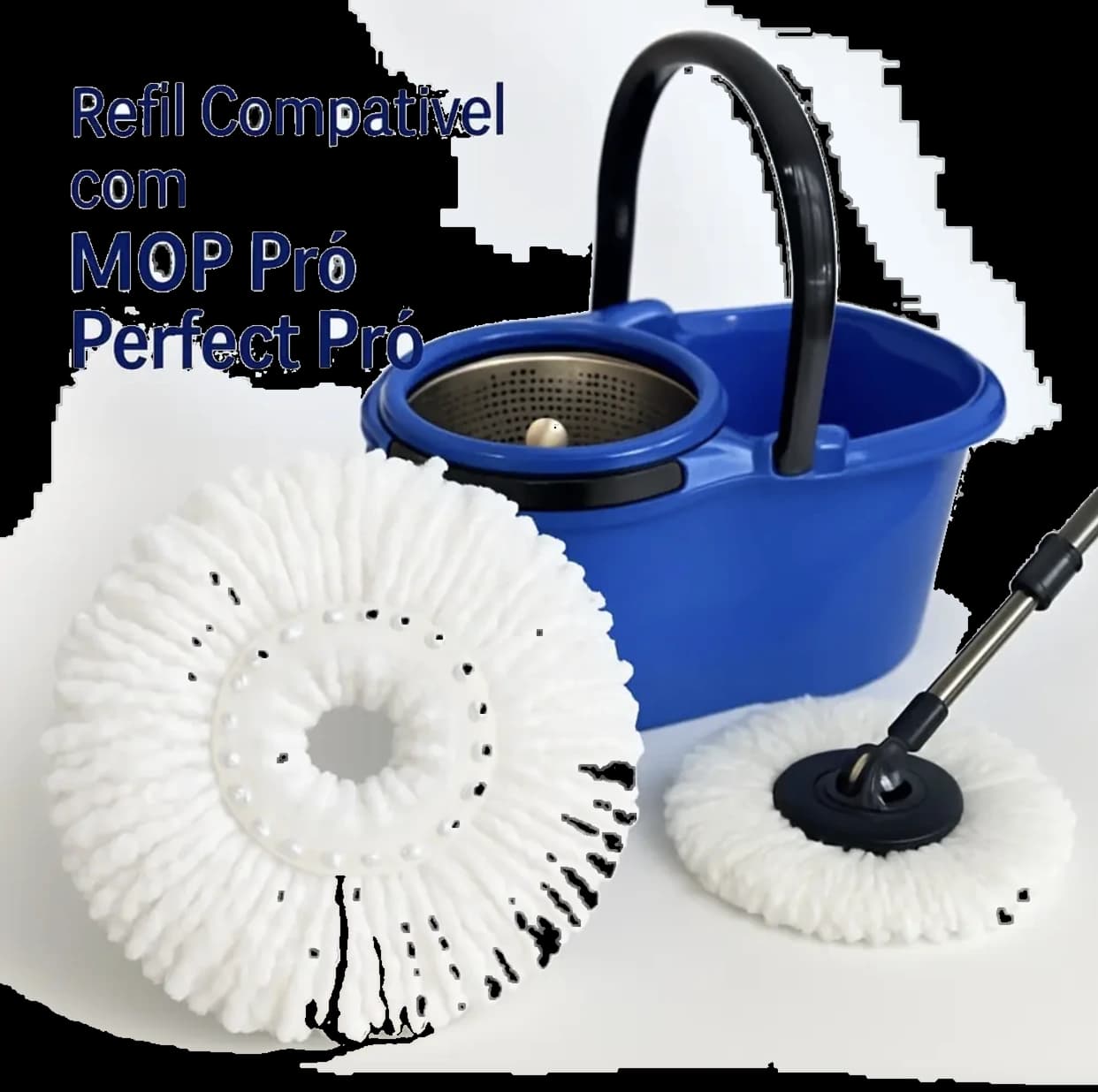 Refil de microfibra branco, compatível com o Mop Pró e o Perfect Pró.